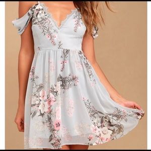 Lulu’s Blue Floral, Off-the-shoulder Dress